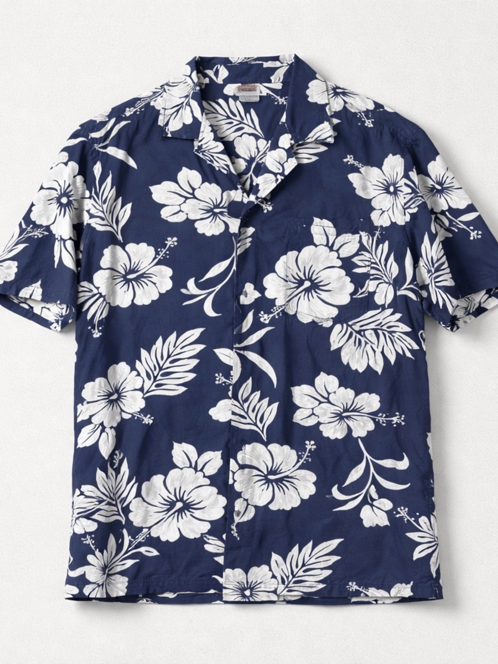Evergreen Island Vtg Shirt Mens L‎ Blue Floral Hawaiian Made In Hawaii 30x25"